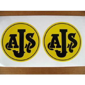 【ネコポス便発送可能】AJSステッカー AJS Black on Yellow Circular Sticker(2枚1セット) #3 英国輸入｜dbms