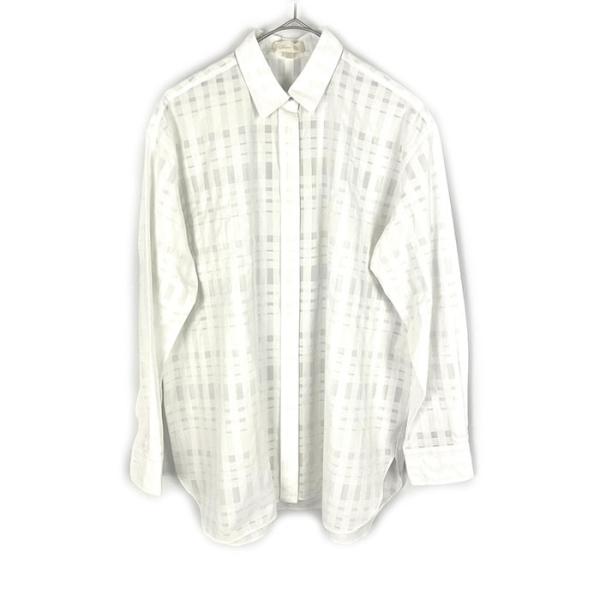 ドゥロワー Drawer ブラウス シアーチェック比翼シャツ 透け感 上質 ホワイト 白 送料無料 ...