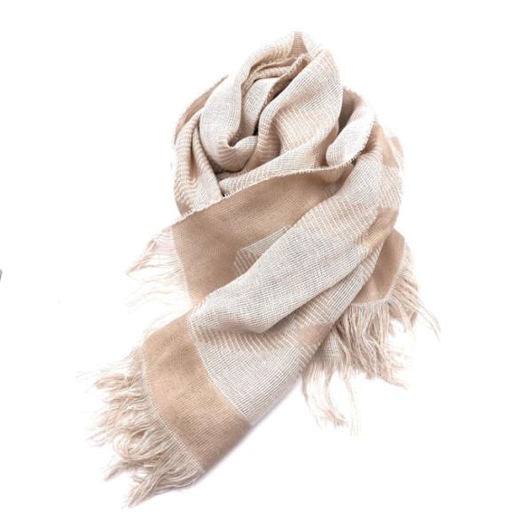 バーバリー BURBERRY ストール チェック ウール 大判 透け感 ベージュ ホワイト 送料無料...