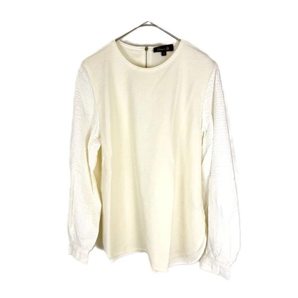 ドゥロワー Drawer ブラウス 袖切り替え プルオーバー ストレッチ オフホワイト 白 送料無料...