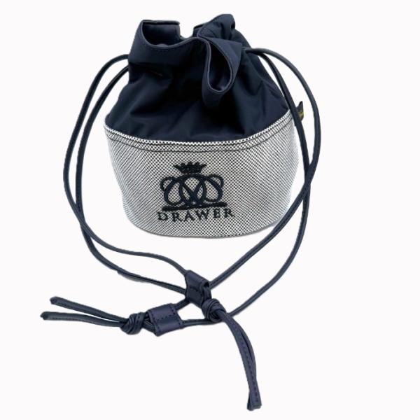 ドゥロワー Drawer ノベルティ巾着バッグ バイカラー ロゴ刺しゅう ミニサイズ 白 紺 送料無...