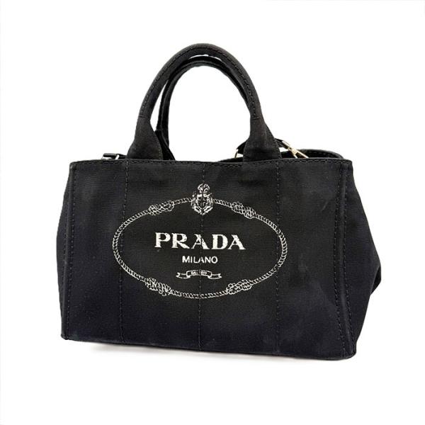 プラダ PRADA カナパ トートバッグ 大きめ ロゴ キャンバス ブラック 黒 送料無料 i060...