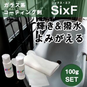 塗装クロス付き50g×2本（10ｍ2用）シックス・エフSix-F 耐久性3年以上 艶復活 キッチン 洗面 浴室 浴槽 トイレ コーティング ガラスコーティング