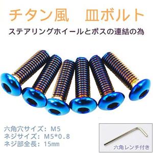 6本セット ステアリングホイール用 チタンカラー 皿ボルト 5M×19mm