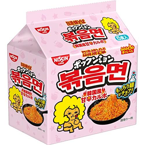 日清食品 日清焼そば ポックンミョン 韓国風甘辛カルボ 5食パック インスタント袋麺 500g×6個