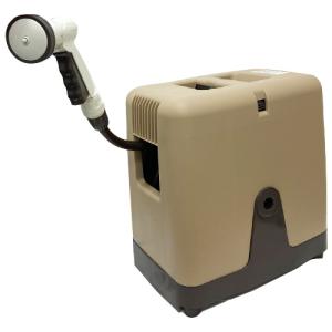 丸型 散水ホース 35m 屋外 ホースリール 自動巻取 180度回転 ノズル付き 丸型 散水ホース 35m 屋外 ホースリール 自動巻取 180度回転