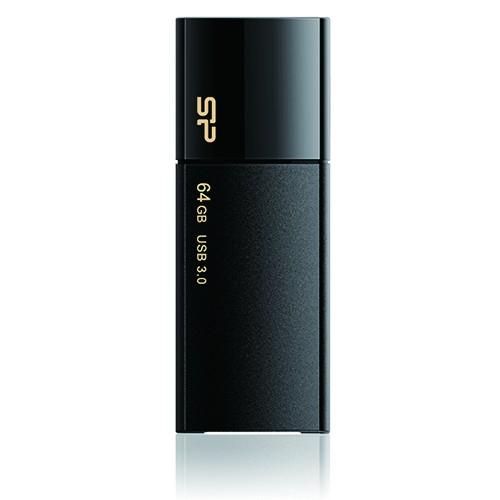 シリコンパワー USB3.0スライド式USBメモリー/SP064GBUF3B05V1K ブラック/6...