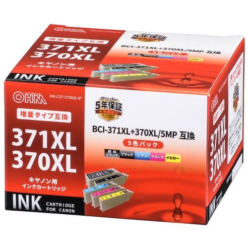 OHM キヤノン互換　BCI-371XL+370XL/5MP　顔料ブラック+染料4色/INK-C37...