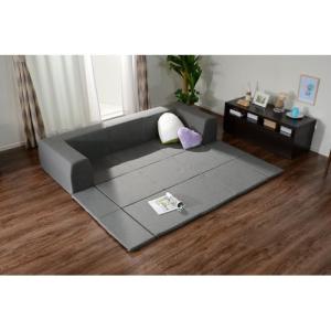 セルタン 日本製 カバーが洗える フロアマット付ローソファ/A683a-606GRY アッシュグレー/Lサイズ