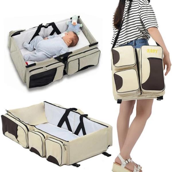 赤ちゃん ベビー用 持ち運びポータブルベッド ショルダーストラップ ポケット付きで便利