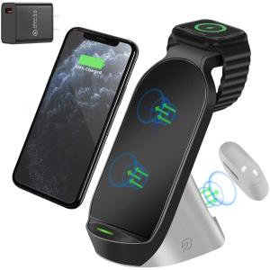 急速充電器 ワイヤレス充電器 QC3.0アダプター付属 TYPE-Cケープル 急速充電3in1 充電スタンド Airpods充電器 無線充電器 数量限定