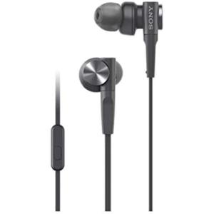 ソニー イヤホン 重低音モデル MDR-XB55AP : カナル型 リモコン・マイク付き ブラック ...