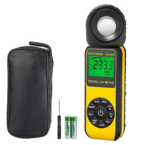 AP-881E デジタル照度計 光度計 携帯型ライトメーター 、高精度測定周囲温度測定器、高速応答 ...