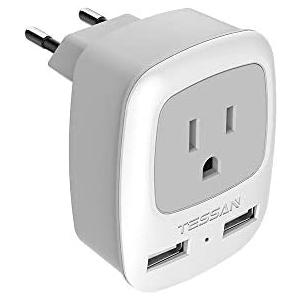 変換プラグCタイプ 2USBポート付き 海外旅行用コンセント変換