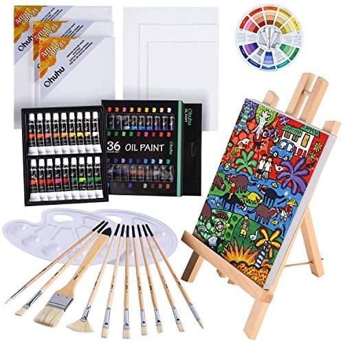 Ohuhu 油絵の具セット 56点セット 油絵の具 36色 初心者 画材セット 油彩 油彩絵具 木製...