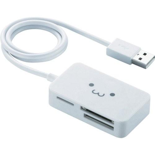 エレコム カードリーダー USB2.0 2倍速転送 ケーブル一体タイプ コンパクト設計 ホワイト M...