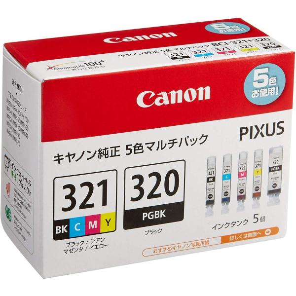 Canon 純正 インクカートリッジ BCI-321(BK/C/M/Y)+BCI-320 マルチパッ...
