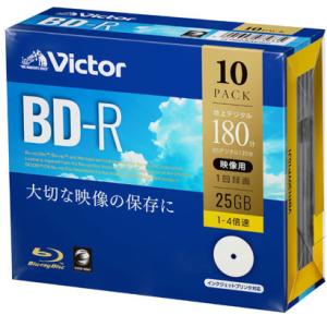 Victor ビクター 1回録画用 ブルーレイディスク BD-R 25GB 10枚 ホワイトプリンタブル 片面1層 1-4倍速 VBR130YP10J1