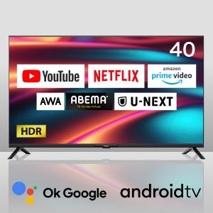 チューナーレス テレビ 40インチ スマートテレビ 40型 無線LAN内蔵 Googleアシスタント対応 スマホ連動 NETFLIX YouTube androidTV JL40G7E CHiQ｜ddshop