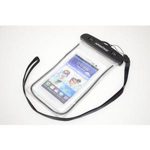 選べる8色 スマホ防水ケース 蓄光 夜光 カバー ネックストラップ 【ADVANTAGE】 iPhone6 PLUS GALAXY アウトドア キャンプ 海 山 プール（ブラック）