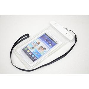 選べる8色 スマホ防水ケース 蓄光 夜光 カバー ネックストラップ 【ADVANTAGE】 iPhone6 PLUS GALAXY アウトドア キャンプ 海 山 プール（ホワイト）
