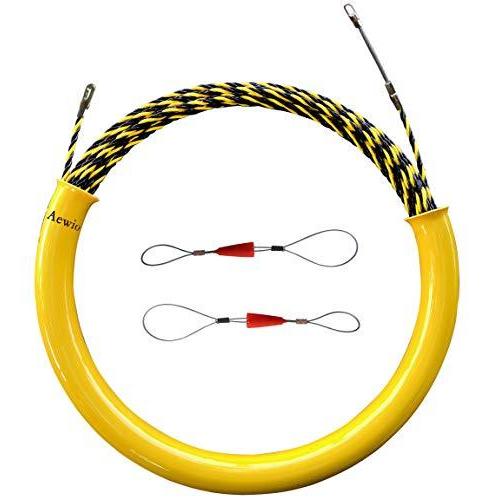 Aewio 15m通線 ロッド径 5.5mm 通線収納ケース ワイヤー グリーン 通線ワイヤー スチ...