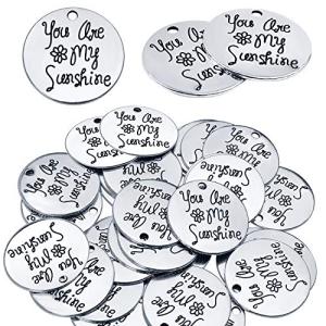 30個入り 合金 インスピレーションワード チャーム ペンダント ラウンド手作りのブレスレッ