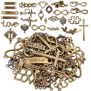 50個入り 混合 ワード/レター コネクタペンダント 言葉チャーム 8の字 インフィニティチャーム DIY/ネックレス/