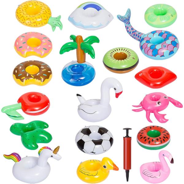 GWHOLE ドリンクフロート ミニ浮き輪18種類デザイン コースター カップ浮き輪