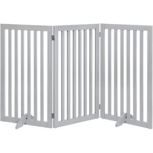 unipaws 木製犬用ゲート、折り式バリア、ペット用家具フェンス 、白い