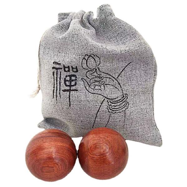 木製 健身球 直径5cm ベトナム原産 無垢 ローズウッド製 ハンドプレーボール 禅 巾着袋入り 2...