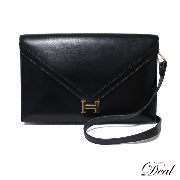 HERMES エルメス リディ ヴィンテージ ボックスカーフ ゴールド金具 ブラック レディース シ...