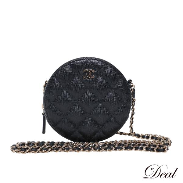 CHANEL シャネル マトラッセ ラウンド ミニ チェーン キャビアスキン ブラック レディース ...