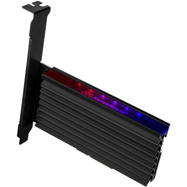送料無料 Silverstone 光る M.2 NVMe SSD 増設 PCIe x4 アダプタカー...