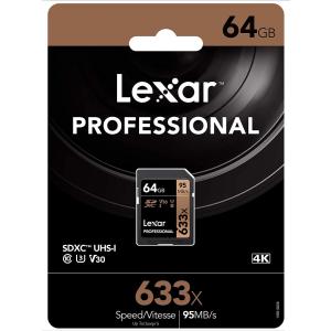 Lexar レキサー Professional 633x Class10 UHS-1 U3 V30 R:95MB/s LSD64GCB633 64GB SDXCカード SDカード