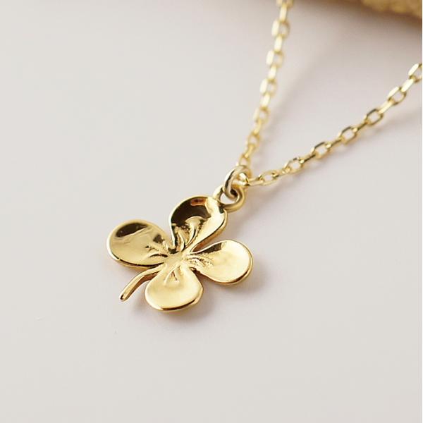 k18 ゴールド ネックレス 四葉のクローバー　18金 お守りジュエリー 重ね付け 華奢  18Kネ...