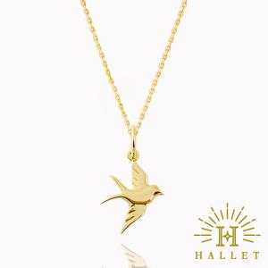 k18 ゴールド ネックレス ペンダントトップ ツバメチャーム つばめ 鳥