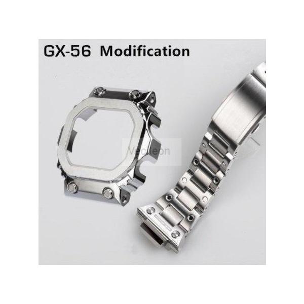 カスタムパーツ G-SHOCK GX-56用 ケース ベルトセット 海外互換製品 シルバー ゴールド...