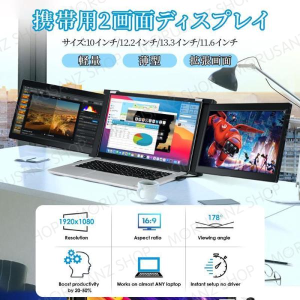 3画面 ポータブルモニタ 軽量 薄型 13.3インチ HD HDMI ビジネス ノートブック パソコ...