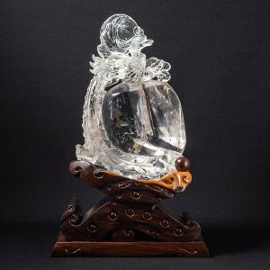 水晶 鳳凰 彫物 虹入り パワーストーン 風水 開運祈願 金運祈願 開運 金運 財産運 出世運 幸福 成功 天然石