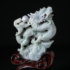 翡翠 龍 彫物 虹入り パワーストーン 風水 ...の詳細画像4