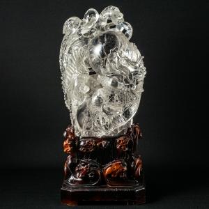 水晶 龍 彫物 虹入り パワーストーン 風水 開運祈願 金運祈願 開運 金運 財産運 出世運 幸福 成功 天然石