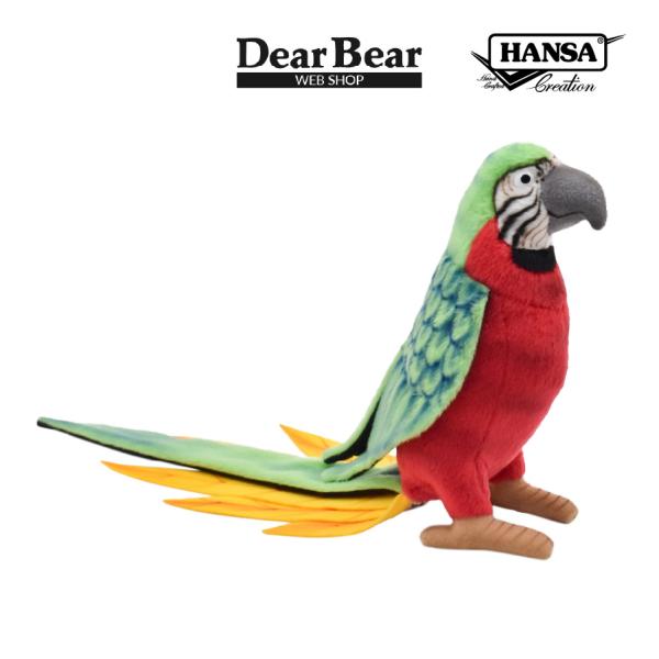 BH3326 オウム レッド HANSA　おうむ とり トリ 赤色 鳥 ぬいぐるみ リアル