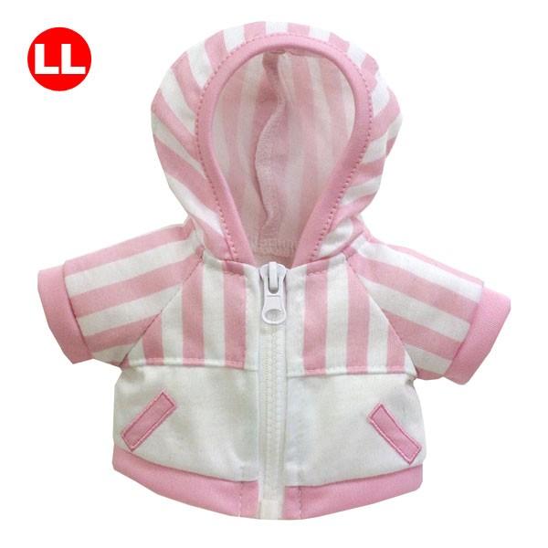 ぬいぐるみ 洋服 パーカー ストライプ ピンク LL 春夏秋冬 ベアウェア 着せ替え ぬい服 プレゼ...
