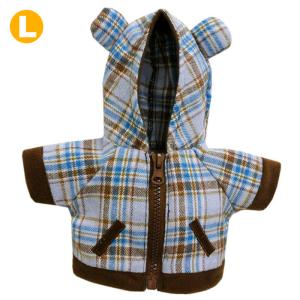 ぬいぐるみ 洋服 パーカー ベア チェックブルー L 秋冬