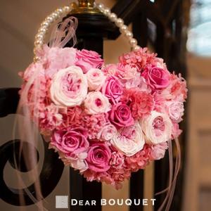 ブーケ 結婚式 バッグブーケ ハートプリザーブドフラワーブーケ ウェディング｜dearbouquet