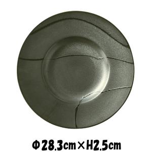 銀釉　28cmプレート　黒灰色の陶器磁器の食器　おしゃれな業務用洋食器　お皿大皿平皿｜deardishbasara
