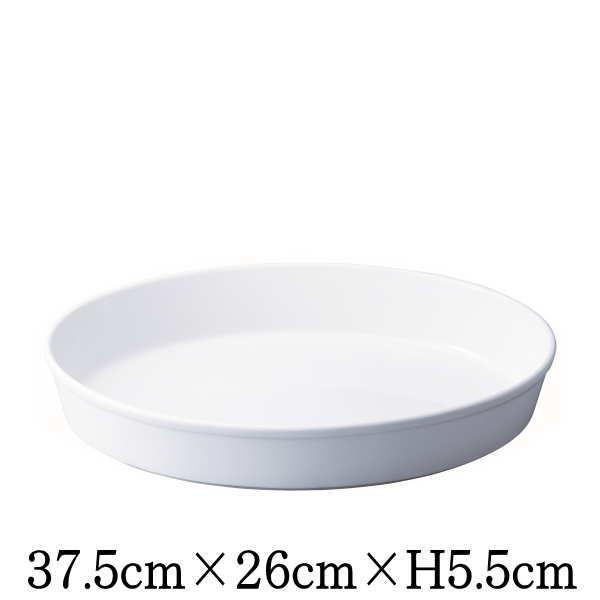 Buffet 37cmオーバルベーカー　おしゃれな陶器磁器のお皿 グラタンドリアに 白い業務用洋食器...
