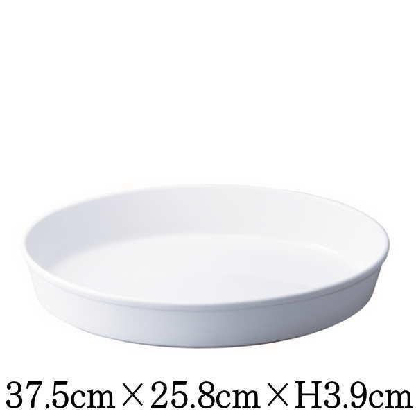Buffet　37cmオーバルプラター　オーブン対応グラタン皿ドリア皿　白い陶器磁器の耐熱食器　おし...