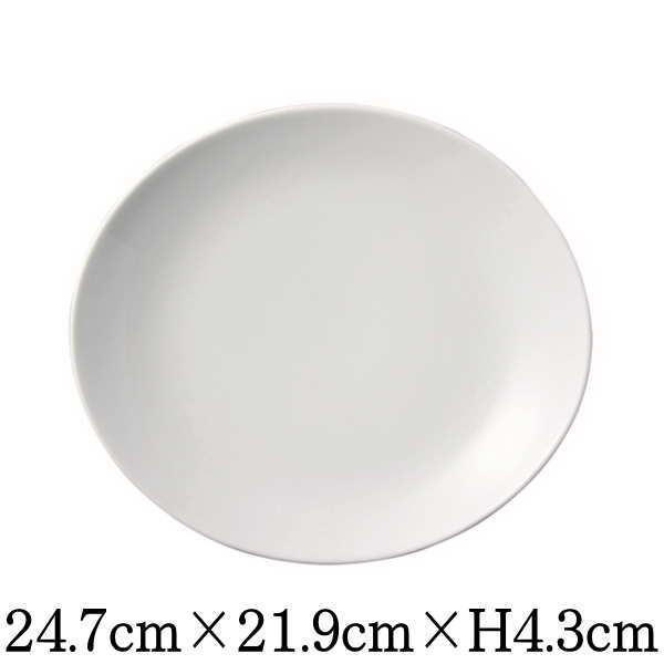 OV　25cm深皿　白い陶器磁器の食器　おしゃれな業務用洋食器　お皿大皿平皿